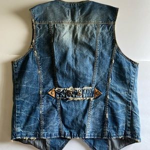 ZARA MAN Distressed Denim Vest Rare XL w/Pockets